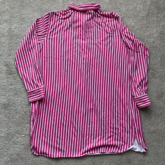 Lauren Ralph Lauren Womens XL Sleepshirt His Shirt Pink Striped Monogram Preppy - Picture 7 of 7